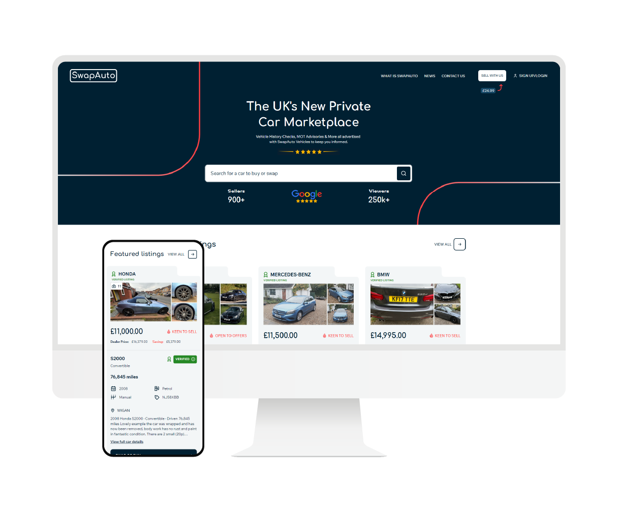 Image of SwapAuto Website on Desktop and Mobile Image of SwapAuto Website on Desktop and Mobile